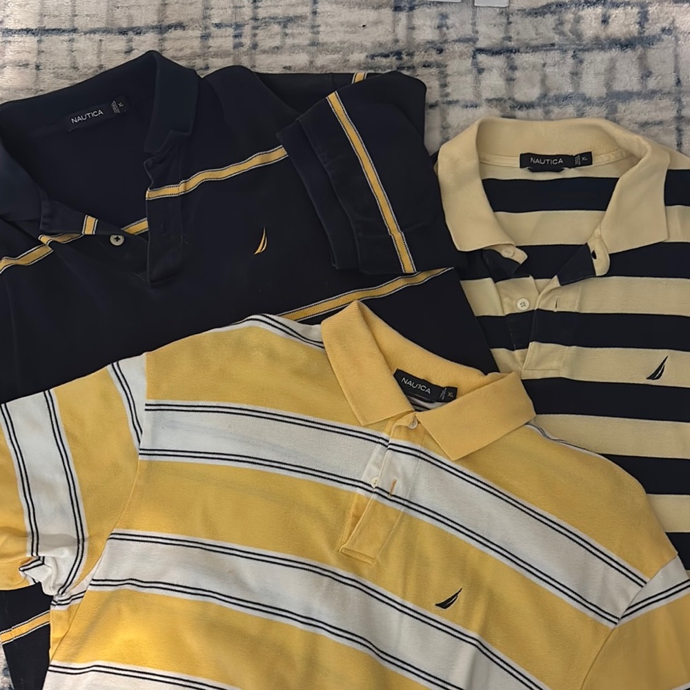 Nautica Yellow and Blue Polo Shirt Casual Style